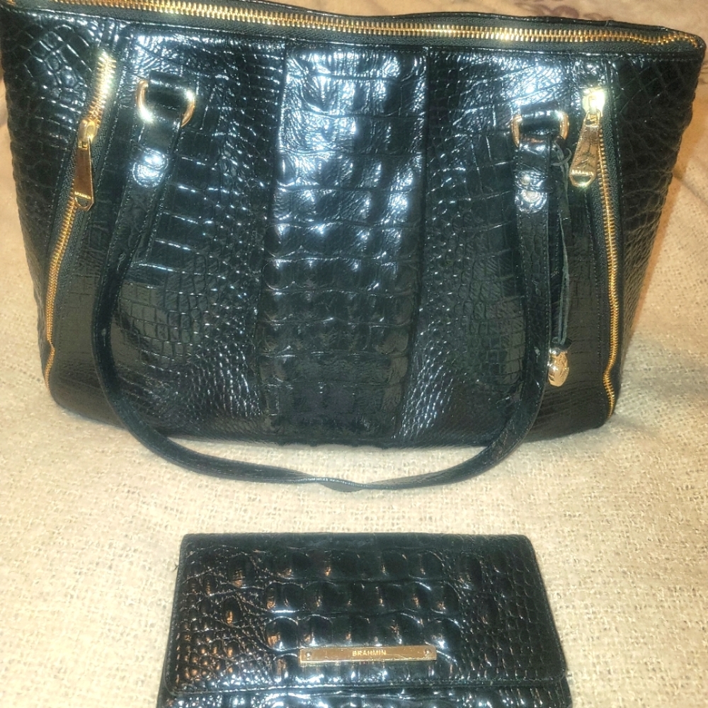 Black Brahmin Handbag with matching wallet
